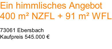 Ein himmlisches Angebot 400 m² NZFL + 91 m² WFL  73061 Ebersbach Kaufpreis 545.000 €